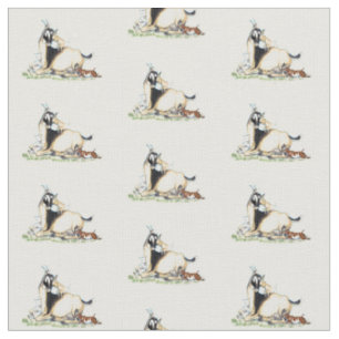 Tissu Motif nain nigérien mignon de chèvre et d'enfant