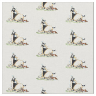 Tissu Motif nain nigérien mignon de chèvre et d'enfants