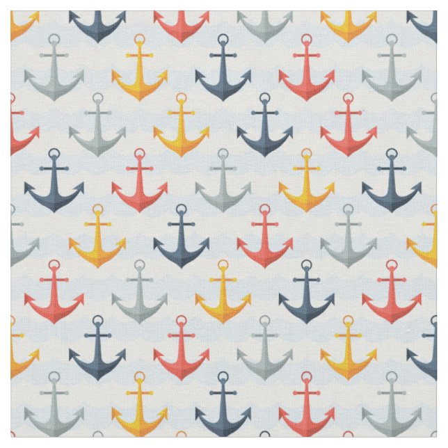 Tissu Motif nautique avec des Ancres (Fermer)