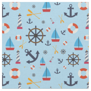 Tissu Motif Nautique, Voyage en mer, Temps de plage