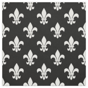 Tissu Motif noir et blanc Fleur de Lis
