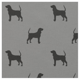Tissu Motif noir et bronzage de silhouettes de Coonhound