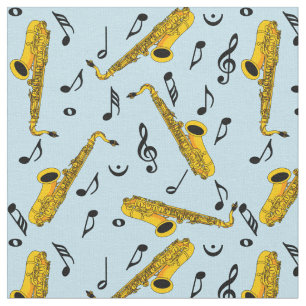 Tissu Motif note musique saxophone