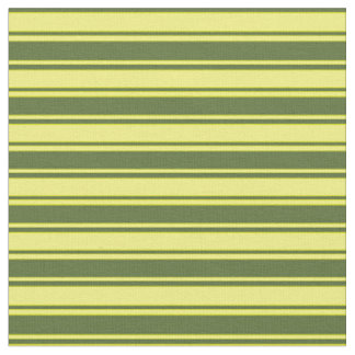 Tissu Motif Olive foncé vert et rayures jaunes