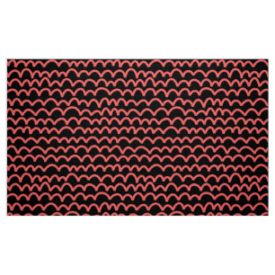 Tissu Motif ondulé - rose tropicale sur noir