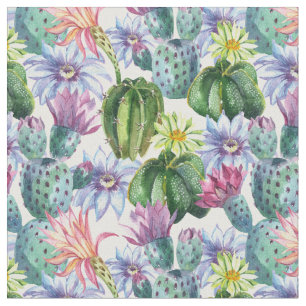 Tissu Motif peint à la main de cactus d'aquarelle