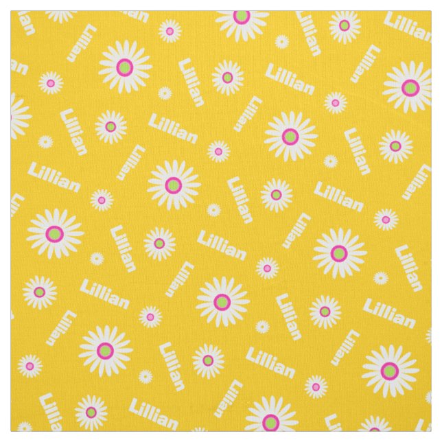 Tissu Motif personnalisé jaune blanc marguerite (Échantillon)