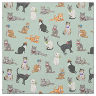 Tissu Motif pimpant mignon de chat de minous
