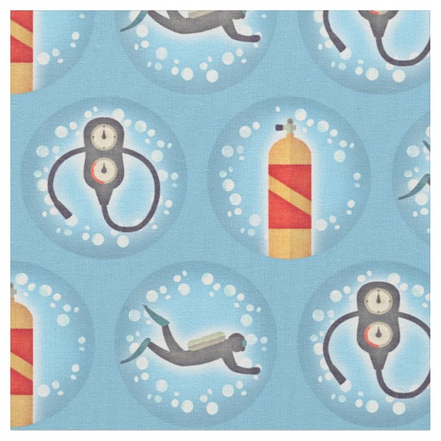 Tissu Motif plongée sous-marine - Cute Scuba Thème (Fermer)