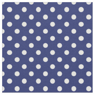 Tissu Motif Pois Blanc Bleu marine