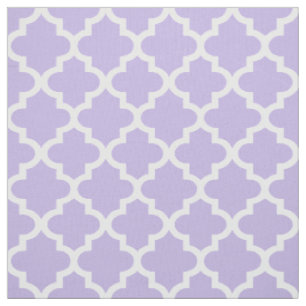 Tissu Motif Quatrefeuille Moderne Violet Clair et Blanc