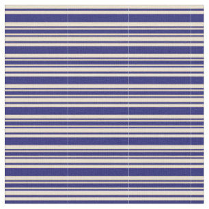 Tissu Motif rayé bleu et beige de minuit