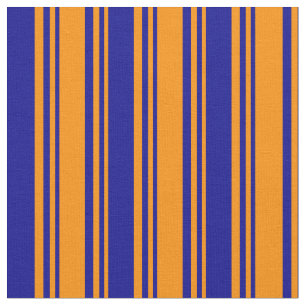 Tissu Motif rayé de couleur orange foncé et bleu foncé
