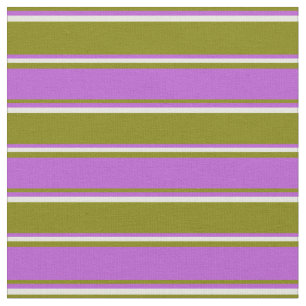 Tissu Motif rayé de couleur verte, orchidée et beige