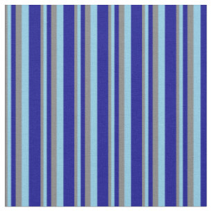 Tissu Motif rayé gris, bleu ciel et bleu foncé