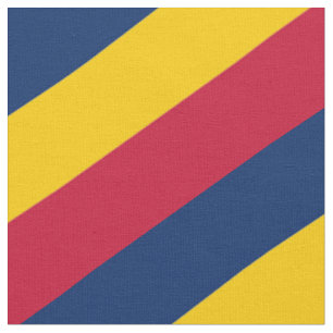 Tissu Motif rayé rouge, bleu et jaune