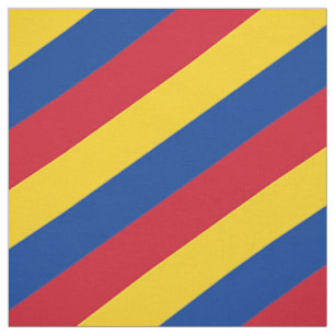 Tissu motif rayé rouge, bleu et jaune