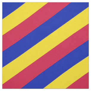 Tissu Motif rayé rouge, bleu et jaune