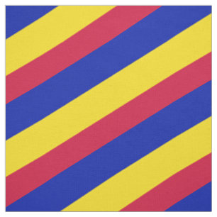 Tissu Motif rayé rouge, bleu et jaune