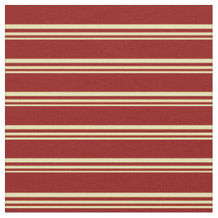 Tissu Motif rayé Tan et Rouge foncé