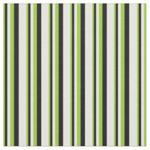 Tissu Motif rayé vert, noir et blanc