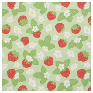 Tissu Motif Red Green Strawberry