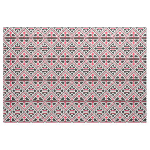 Tissu Motif rétro à point rouge et noir