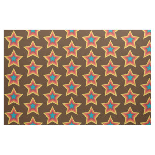 tissu motif rétro les années 70 étoile