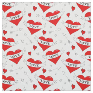 Tissu Motif Retro Love Hearts