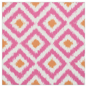 Tissu Motif rose de diamants d'Ikat de mandarine de