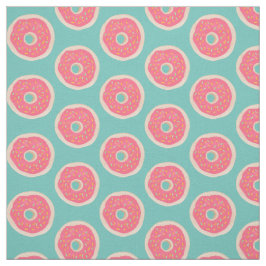 Tissu Motif rose Doughnut avec arrosage sur Aqua Blue
