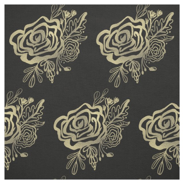 Tissu Motif Roses Dorées Florales Françaises (Échantillon)
