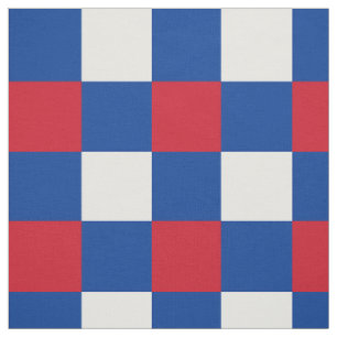 Tissu Motif rouge, bleu et blanc de damier