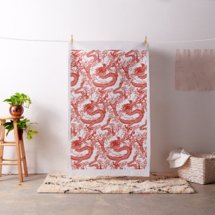 Tissu Motif rouge de dragon