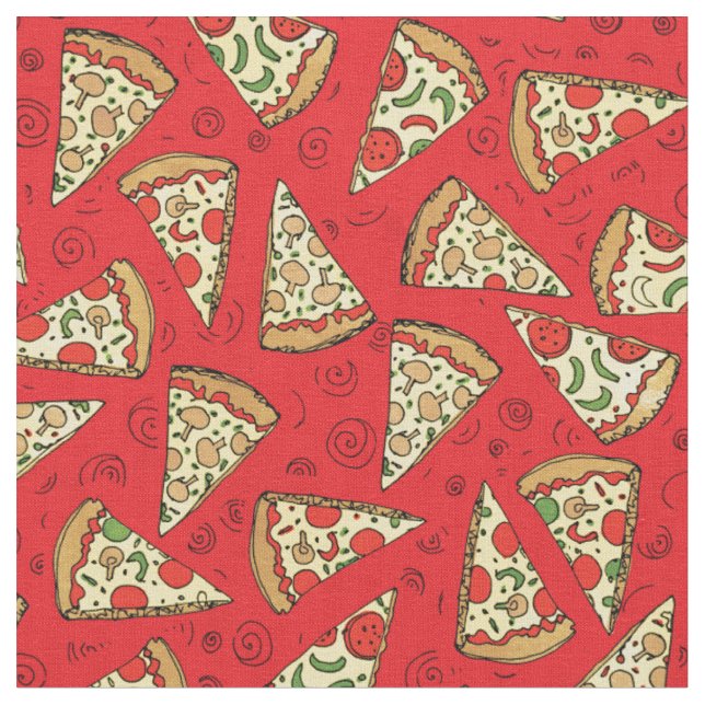 Tissu Motif rouge de tranche de pizza au fromage amusant (Fermer)