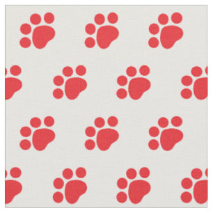 Tissu Motif rouge d'empreinte de patte