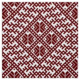 Tissu Motif rouge et blanc letton traditionnel de