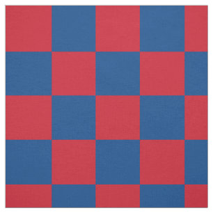 Tissu Motif rouge et bleu de damier
