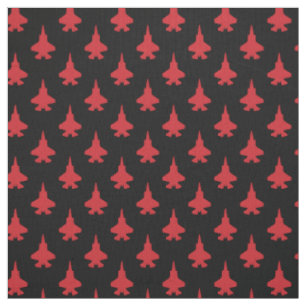 Tissu Motif rouge F-35 Lightning Fighter Jet sur noir