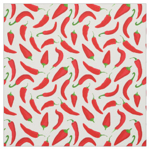 Tissu Motif rouge poivre sur blanc
