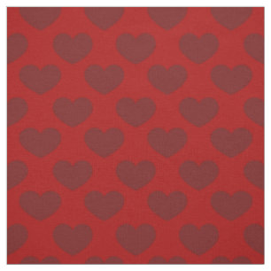 Tissu Motif rouge profond des coeurs