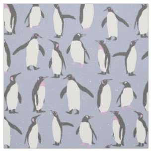 Tissu Motif sans couture de pingouins d'hiver + vos