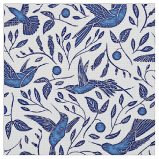 Tissu Motif sans couture d'oiseaux bleus de Delft