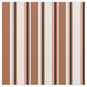 Tissu Motif Saumon blanc, sienne, noir et foncé