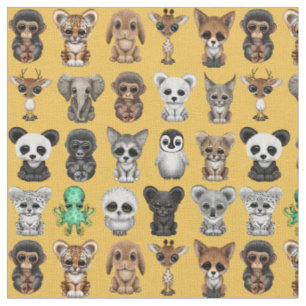 Tissu Motif sauvage mignon personnalisable d'animaux de