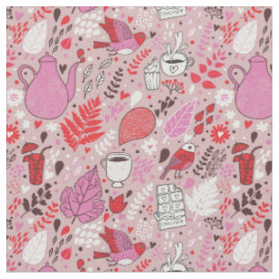 Tissu Motif savoureux avec des oiseaux et des fleurs