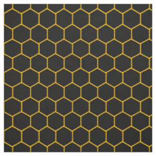 Tissu Motif simple et élégant en nid d'abeille noir jaun