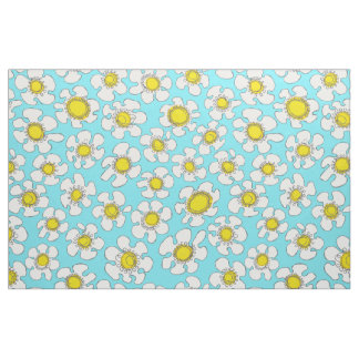 Tissu Motif simple ligne turquoise et jaune