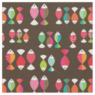 Tissu Motif sous-marin 2 de rétros poissons abstraits