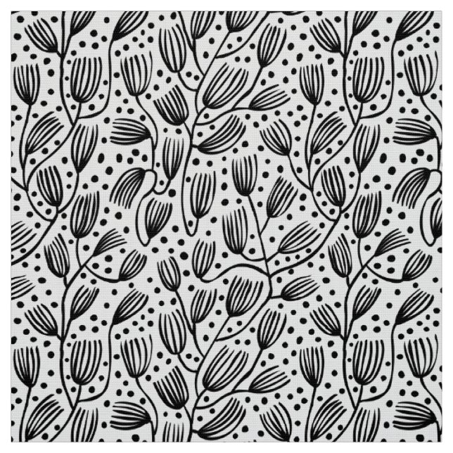 Tissu Motif style tissu-écorce - noir sur blanc (Échantillon)